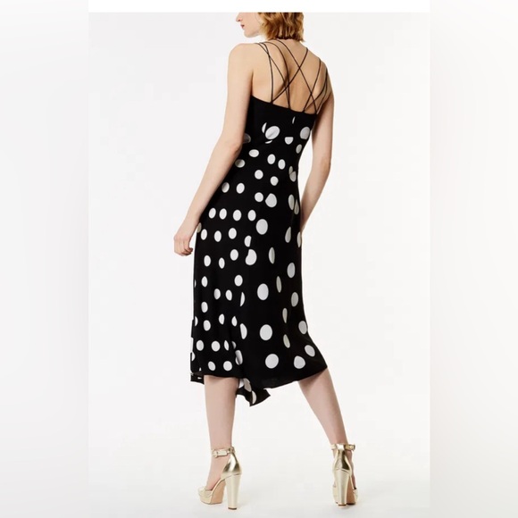 Karen Millen Black and White Polka Dot Midi Dress - Picture 2 of 5